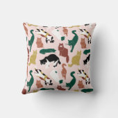 ピンク魅力的色の背景に手書き猫 クッション (裏面)