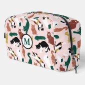 ピンク魅力的色の背景に手書き猫 ドップキット (右コーナー)