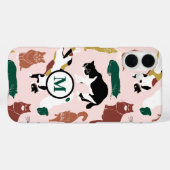 ピンク魅力的色の背景に手書き猫 Case-Mate iPhoneケース (裏面 (横))