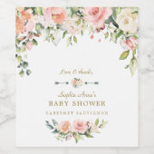 ピンク魅力的赤面クリーム花赤ちゃんシャワー ワインラベル (シングルラベル)