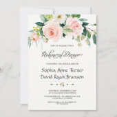 ピンク魅力的赤面フラワーリハーサルディナー 招待状 (正面)