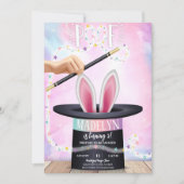 ピンク魔法ショー誕生日 招待状 (正面)