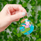 ピンク魔法ドラゴンファンタジーキーチェーン キーホルダー