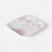 ピンク魔法プリンセスキャッスル誕生日紙プレート ペーパープレート (傾斜あり)