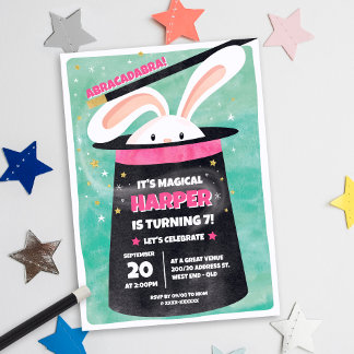 ピンク魔法誕生日パーティー 招待状