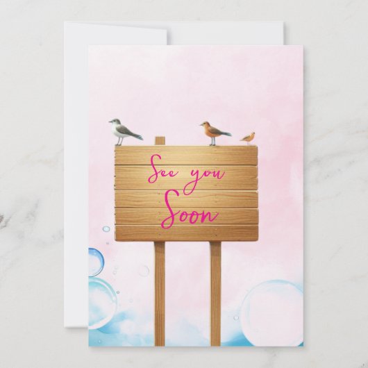 ピンク魚釣り2nd誕生日O-Fish-Ally二誕生日 招待状 (裏面)