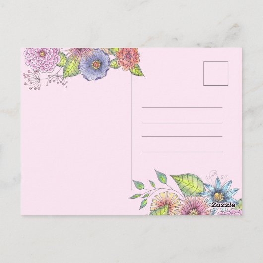 ピンク鮮やかがかった紫色の花母の日 ポストカード (裏面)