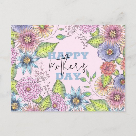 ピンク鮮やかがかった紫色の花母の日 ポストカード (正面)