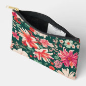 ピンク鮮やかがかった赤と繊細な白い花 アクセサリーポーチ (見開き)