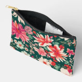 ピンク鮮やかがかった赤と繊細な白い花 アクセサリーポーチ (見開き)