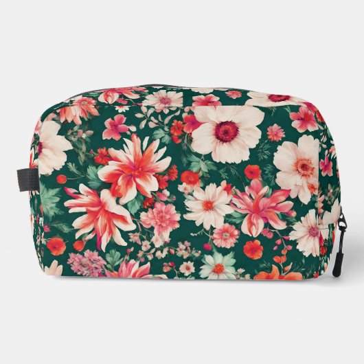 ピンク鮮やかがかった赤と繊細な白い花 ドップキット (正面)