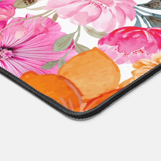 ピンク鮮やかとオレンジのフローラガーデン名前をカスタムする デスクマット (コーナー)