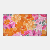 ピンク鮮やかとオレンジのフローラガーデン名前をカスタムする デスクマット (正面)