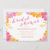 ピンク鮮やかとオレンジのフローラブライダルシャワー 招待状 (正面)