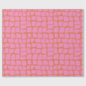 ピンク鮮やかとオレンジの抽象芸術図形 ラッピングペーパー (フラット)