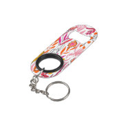 ピンク鮮やかとオレンジの花柄 キーホルダー栓抜き (裏面アングル)