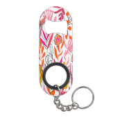 ピンク鮮やかとオレンジの花柄 キーホルダー栓抜き (裏面)