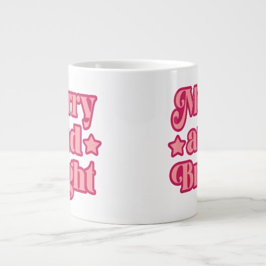 ピンク鮮やかとメリー明るいクリスマス ジャンボコーヒーマグカップ (正面)