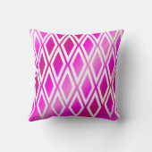ピンク鮮やかと白のダイヤモンドパターン クッション (裏面)