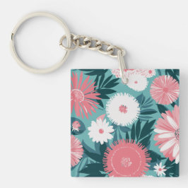 ピンク鮮やかと白のフローラ交響曲 キーホルダー