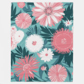 ピンク鮮やかと白のフローラ交響曲 フリースブランケット (正面)