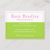 ピンク鮮やかと緑のチューリップ花の名刺 名刺 (裏面)