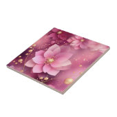 ピンク鮮やかと金ゴールドフローラ タイル (側面)