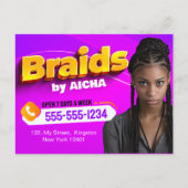 ピンク鮮やかと黄色のアフリカの髪の組み立て写真 ポストカード (正面)