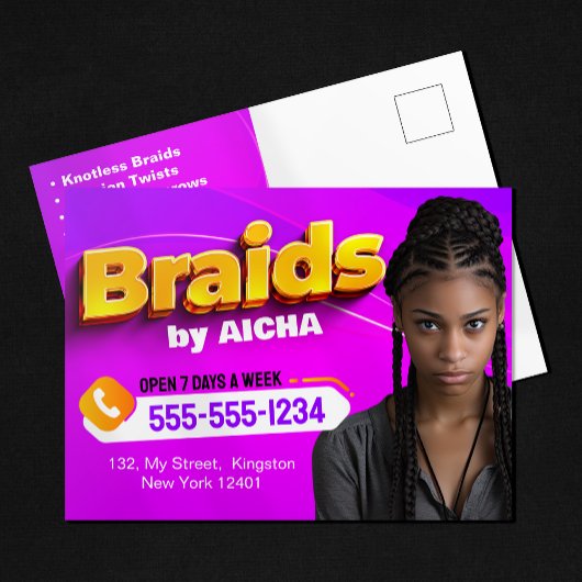 ピンク鮮やかと黄色のアフリカの髪の組み立て写真 ポストカード