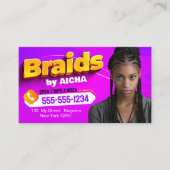 ピンク鮮やかと黄色のアフリカの髪の組み立て写真 名刺 (正面)