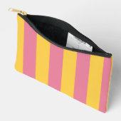 ピンク鮮やかと黄色の垂直パタストライプのーン アクセサリーポーチ (見開き)