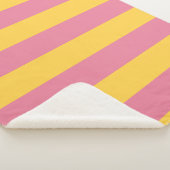 ピンク鮮やかと黄色の垂直パタストライプのーン シェルパブランケット (3/4)