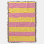 ピンク鮮やかと黄色の垂直パタストライプのーン スローブランケット (正面縦)