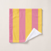 ピンク鮮やかと黄色の垂直パタストライプのーン バスタオルセット (ウォッシュタオル)