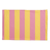 ピンク鮮やかと黄色の垂直パタストライプのーン 枕カバー (裏面)