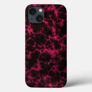 ピンク鮮やかと黒の斑点のある炎 iPhone 13ケース
