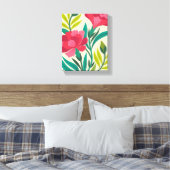 ピンク鮮やかのカーネーションと紅葉アート キャンバスプリント (インサイチュ (寝室))