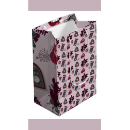 ピンク鮮やかのゴシック様式のグラフィックバレンタインデー ミディアムペーパーバッグ