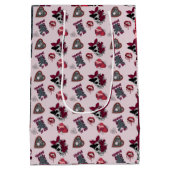 ピンク鮮やかのゴシック様式のグラフィックバレンタインデー ミディアムペーパーバッグ (裏面)