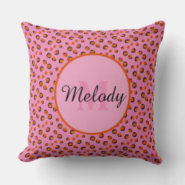 ピンク鮮やかのチーテーアニマルプリントモノグラム クッション