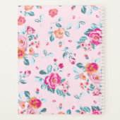 ピンク鮮やかのバラ花の模様オン赤面 プランナー手帳 (裏面)