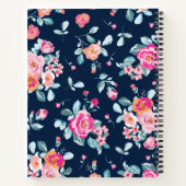 ピンク鮮やかのバラ花柄 ノートブック (裏面)