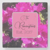 ピンク鮮やかのフローラファミリ名 ストーンコースター (正面)