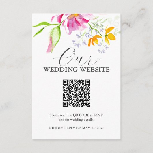 ピンク鮮やかのフローラ結婚のエンクロージャカード エンクロージャーカード (正面)