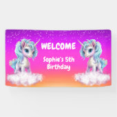 ピンク鮮やかのユニコーン誕生日 横断幕 (横)