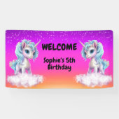 ピンク鮮やかのユニコーン誕生日 横断幕 (横)