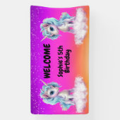 ピンク鮮やかのユニコーン誕生日 横断幕 (縦)