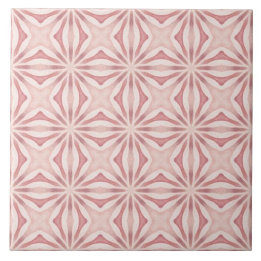 ピンク鮮やかの幾何学中葉インスパイア タイル (正面)