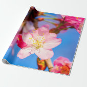 ピンク鮮やかの桜と青澄ん空 ラッピングペーパー (アンロールド)