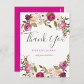 ピンク鮮やかの植物フローラありがとう ポストカード (正面/裏面)